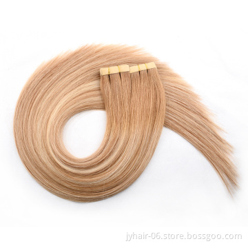 Wholesale Double Drawn Remy Skin Weft Tape Hair Extensions 100% Ponytail Human Cuticle Hair Invisible Tape In Hair Extensions